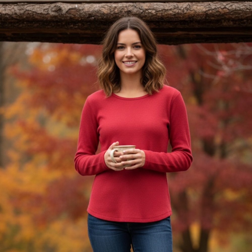 Eddie Bauer Waffle Knit Thermal Size Large Petite